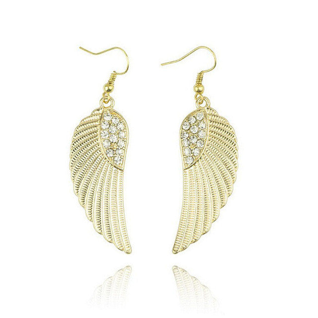 SUSENSTONE Fashion New Hot Women girls Jewelry Rhinestone Angel Wings Earrings