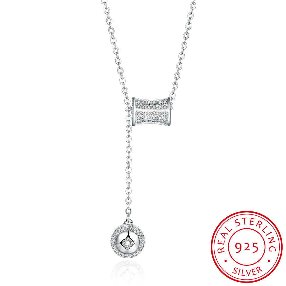 S925 Silver Necklace Hanging Button Necklace