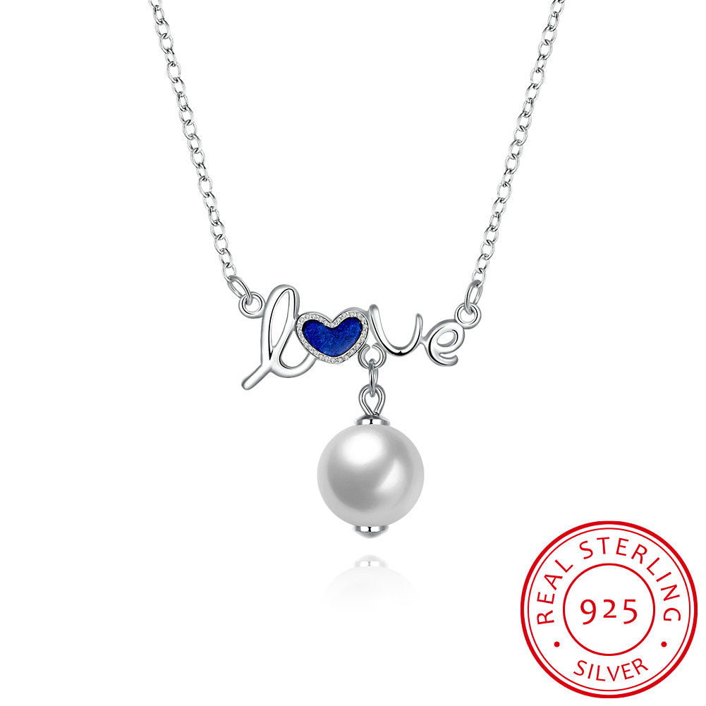 S925 Silver Necklace Love Pearl Necklace