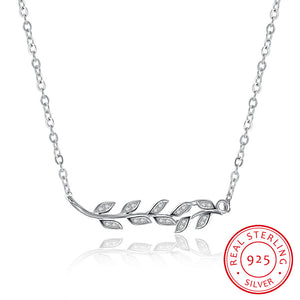 S925 Silver Necklace Olive Branch Necklace