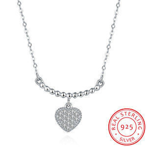 S925 Silver Necklace Hanging Heart Necklace